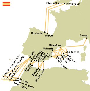 mapa de ruta de ferry