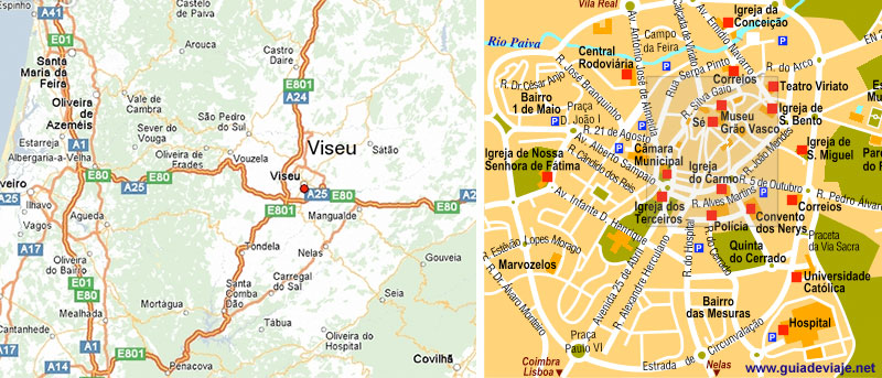 mapa de Viseu, portugal