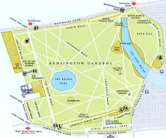 mapa de los palacios de Kensington