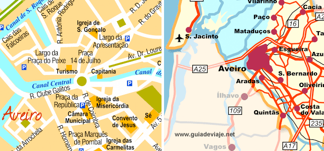 Mapa de Aveiro, Portugal