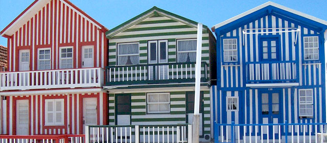 Casas tradicionales de Costa Nova, Aveiro, Portugal