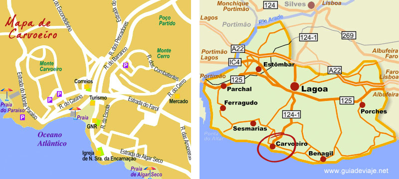 tourist map of carvoeiro portugal
